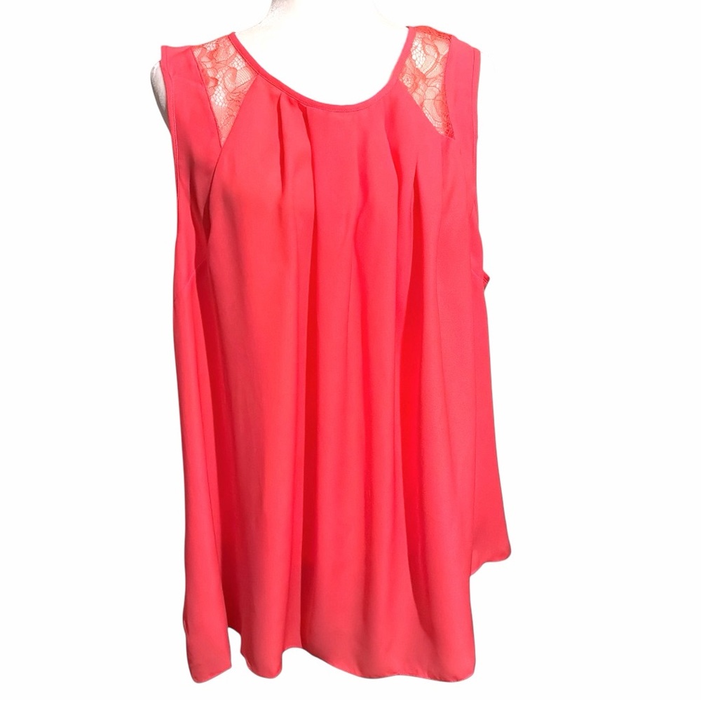 6th & Lane Coral Sleeveless Blouse with Lace Accents